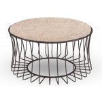 Stern Odkládací stolek Oxo, kulatý 71x37 cm, 68 cm, rám lakovaný hliník černý (black matt), deska keramika dekor Stone grey – Hledejceny.cz