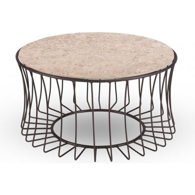 Stern Odkládací stolek Oxo, kulatý 71x37 cm, 68 cm, rám lakovaný hliník černý (black matt), deska keramika dekor Stone grey – Hledejceny.cz