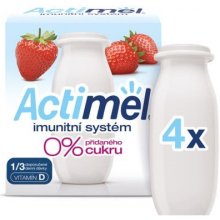 Actimel Probiotický jogurtový nápoj s vitamíny a 0% přidaného cukru jahoda 4x100g