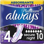 Always Platinum Secure Night hygienické vložky s křidélky 10 ks – Zboží Dáma