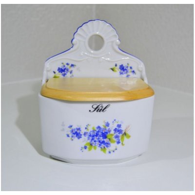 Dubí Slánka závěsná s dřevěným víkem s nápisem Sůl 0,70 l Pomněnky – Zboží Dáma