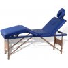 Masážní stůl a židle vidaXL Modrý skládací masážní stůl se 4 zónami a dřevěným rámem