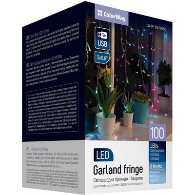 ColorWay CW-GF-100L36UMC LED vánoční girlanda 100x LED Vícebarevná,Délka 3 m x 0,6 m USB – Hledejceny.cz