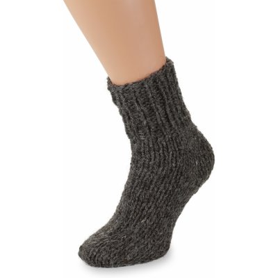 Wooline Ručně pletené ponožky 100% ovčí vlna černé – Zboží Mobilmania