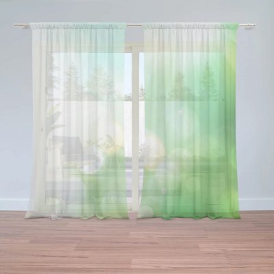 Sablio Záclony Zelená abstrakce: 2ks 150x250cm – Hledejceny.cz