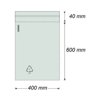 Sáček polypropylenový se samolepicí klopou 400 x 600 + 40 mm (100 ks) - transparentní