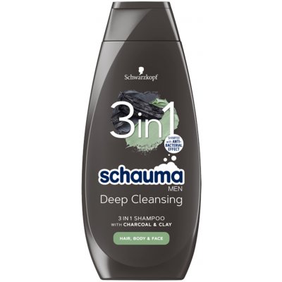 Schauma Men Charcoal & Clay 3 v 1 šampon 400 ml – Zboží Mobilmania
