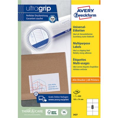 Avery Zweckform 3427 Samolepící etikety 105x74mm 800 ks bílá – Hledejceny.cz