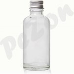 Láhev 50ml: Skleněná, kulatá průhledná, bezbarvá láhev, 50ml - Objem 50ml bez rozprašovače – Hledejceny.cz