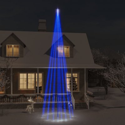 vidaXL Vánoční stromek na stožár 1 134 modrých LED diod 800 cm – Zbozi.Blesk.cz