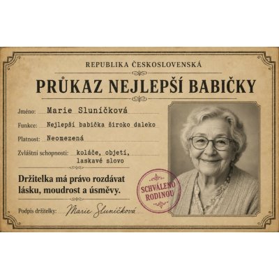 Bezvadary.cz | Průkaz nejlepší babičky s vlastní fotografií A5 21x15cm rp2 – Hledejceny.cz