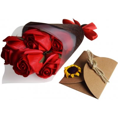 Kytice z mýdla - červená věčná růže mýdlová 7 růží + dárkový box – Zboží Mobilmania