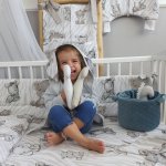Baby Nellys Bavlněné chrastítko Koník, hvězdičky grafitové v bílé – Zboží Mobilmania