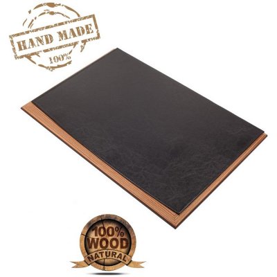 podložka na psací stůl luxusní dřevo + černá kůže ruční výroba – Zboží Mobilmania