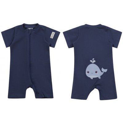 Moniel Dětský overal s krátkým rukávem Velryba Navy Blue modrá – Sleviste.cz