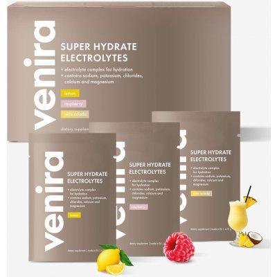 VENIRA super hydrate elektrolyty mix 3 příchutí 30 sáčků 142 g – Hledejceny.cz