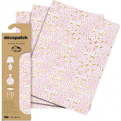 Décopatch Papír 3 ks Bílo růžový kaleidoskop – Zboží Mobilmania