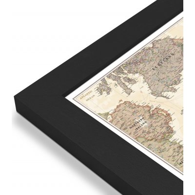 National Geographic Anglie a Wales - nástěnná mapa Executive 75 x 90 cm Varianta: mapa v dřevěném rámu, Provedení: Pegi černý – Hledejceny.cz