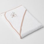 Veba LOTA osuška s kapucí bílá s výšivkou Kočička na větvi béžová lemovka 75x75 cm – Hledejceny.cz