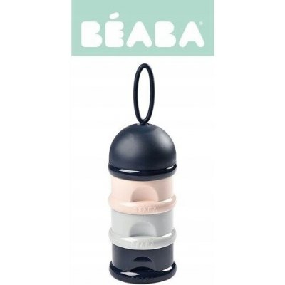 Béaba dóza na dávkování sušeného mléka 3 stohovatelné přihrádky 270 ml tmavě modrá/šedá/růžová – Zboží Dáma