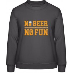 AWDis Sweat mikina Pivní design No Beer No Fun Bouřková šedá