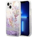 Pouzdro Guess iPhone 14 Plus Flower Liquid Glitter fialové – Zboží Mobilmania