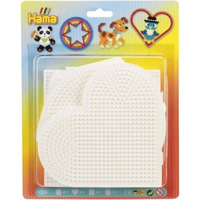 Hama zažehlovací korálky - MIDI Podložka, 4ks Kruh, srdce, čtverec, šestiúhelník – Sleviste.cz
