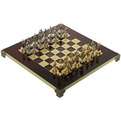 Manopoulos Šachy Antické Řecko a Řím se zlatými/stříbrnými figurkami a mosaznou šachovnicí 28x28cm – Zboží Dáma