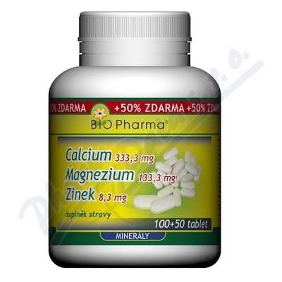 Calcium 333mg+Magnezium 133mg+Zinek 8mg 100+50 tablet – Zboží Mobilmania
