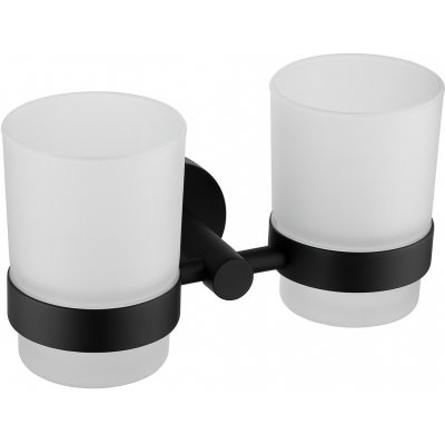 CERANO Nástěnný držák na dvojici sklenic Lineo černá matná mléčné sklo CER-CER-479803 – Zboží Dáma