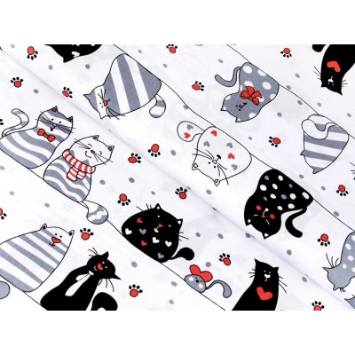 Bavlněná látka - zamilované kočky - metráž šířka 160 cm – Sleviste.cz