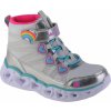 Dětské kotníkové boty Skechers kozačky Heart Lights Sweet Styling 302668L/SMLT Silver