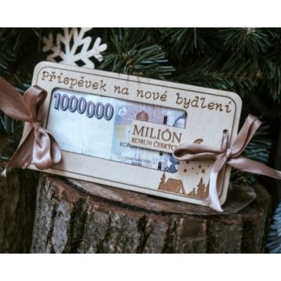 Dřevěná dárková kapsa na peníze (MILIÓN) - na bydlení – Zboží Živě