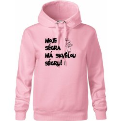 Moje ségra má skvělou ségru Oversized mikina dámská Moon kratší + širší Růžová