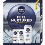 Nivea Men Sensitive sprchový gel pro muže 250 ml + Sensitive hydratační denní krém SPF 30 50 ml + Sensitive čisticí gel pro muže 100 ml kosmetická sada – Zbozi.Blesk.cz
