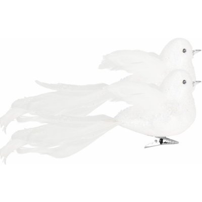 SPRINGOS Vánoční ozdoby Ptáčci bílí sada 2ks – Zboží Dáma