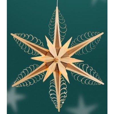 Herstellung von Baum- & Fensterschmuck Martina Rudolph Okenní ornament hvězda hnědá el. osvětlený střed s hvězdou z obou stran ŠxVxH=54x54x6cm