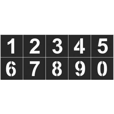 Sada šablony číslic "0-9" vodorovné značení Sada šablony číslic "0-9" vodorovné značení 470 x 470 mm výška číslice: 320 mm 24934 – Zboží Mobilmania