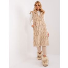 Dámská dlouhá kožešinová zimní vesta Wool Fashion Italia béžová