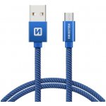 Swissten 71522208 USB 2.0, zástrčka A - zástrčka micro B, opletený, 1,2m, modrý – Zbozi.Blesk.cz