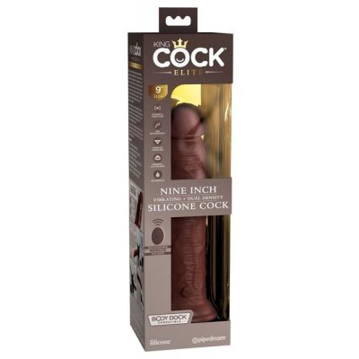 Pipedream King Cock Elite 9“ Vibrating + Dual Density Silicone Cock with Remote – Zboží Mobilmania