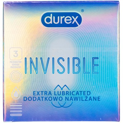 Durex Invisible Extra Lubricated 3 ks – Zboží Mobilmania