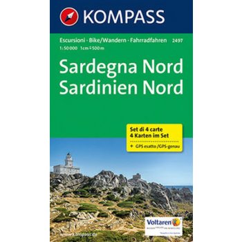 Mapový set Sardinie Nord Sardínie-střed 1:50 t. 4 mapy