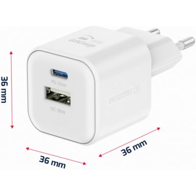 Swissten síťový adaptér gan 1x usb-c 20w pd a 1x usb-a 18w qc bílý – Zboží Živě