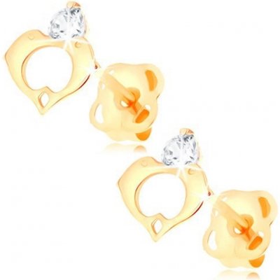 Šperky eshop ve žlutém zlatě čirý diamant kontura srdce ze dvou delfínů BT502.14 – Zboží Mobilmania