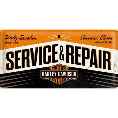 Postershop Plechová cedule - Harley & Davidson (Service & Repair) 25x50 cm – Zboží Mobilmania