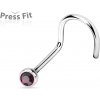 Piercing Šperky4U zahnutý piercing do nosu zirkon tmavě fialová N1122A-025