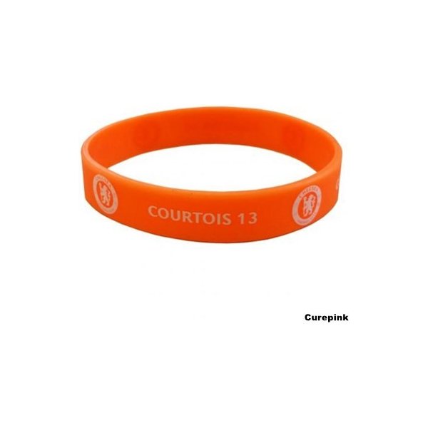 Náramek CurePink Silikonový náramek Chelsea FC Courtois oranžový 321085