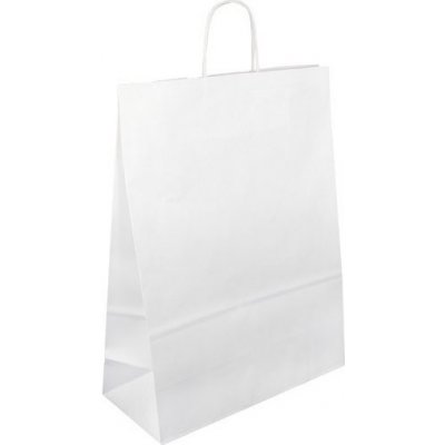 Taška papírová 32 x 14 x 42 cm, kroucené ucho, bílá – Hledejceny.cz