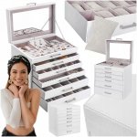 Songmics šperkovnice 6 zásuvek imitace kůže bílá – Zboží Dáma